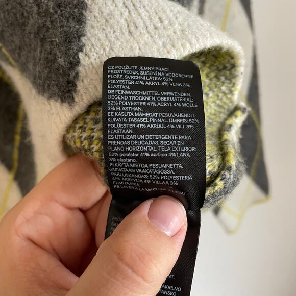 Pringle of Scotland x H&M Oversized Cropped Jacquard-Knit Sweater, Wool Size XS - Picture 10 of 12